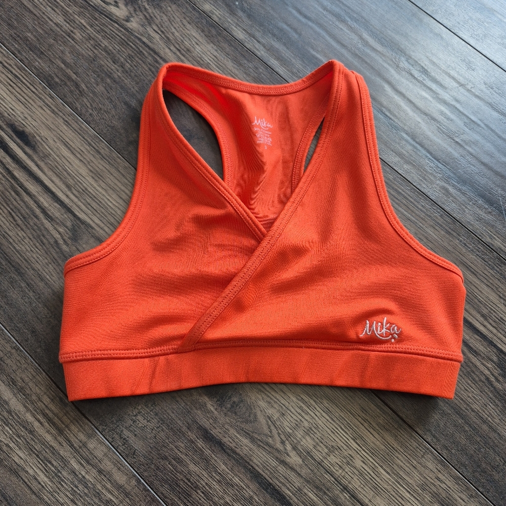 Mika Body wear Pole dance fitness sports bra orange size small hot yoga beach